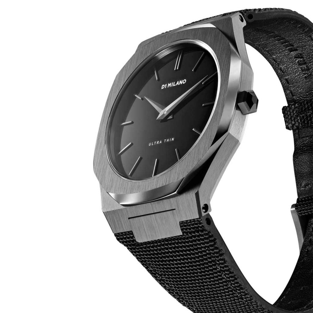 Orologio D1 Milano Modello Ultra Thin 2019 Continuous Ip Gun Case - Black Nylon Strap - Idea Brillante Napoli