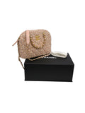 Chanel Cotton Wool Tweed Sequin Quilted Shiny Coco Clutch