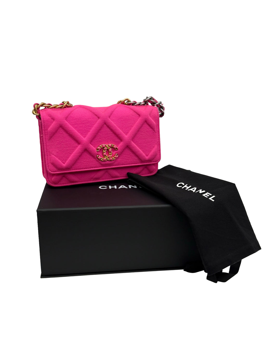Chanel Wallet on Chain Jersey Pink