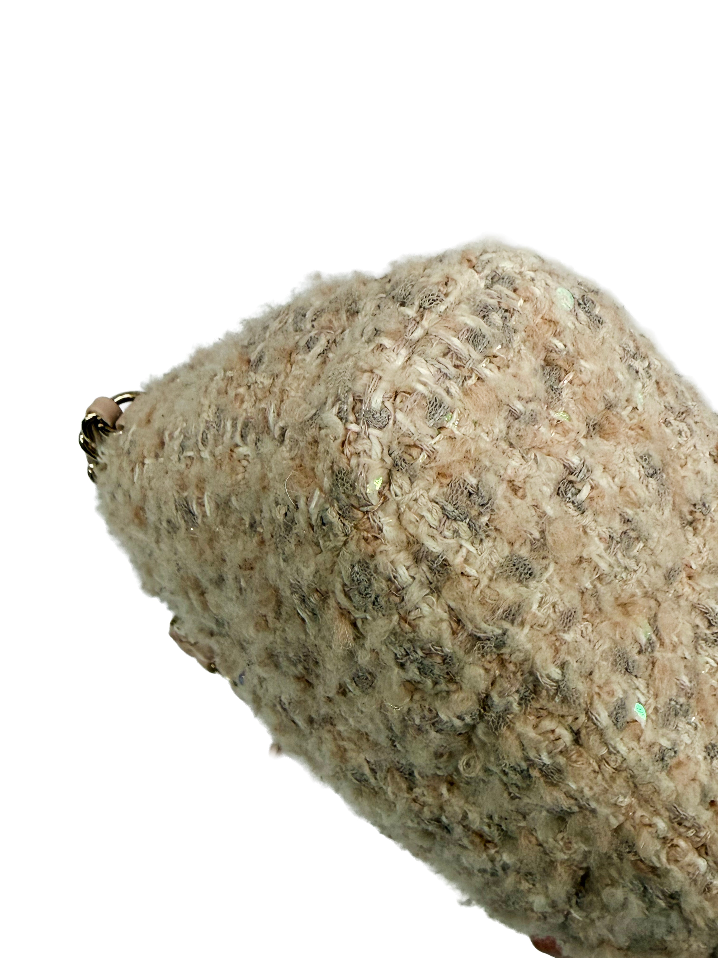 Chanel Cotton Wool Tweed Sequin Quilted Shiny Coco Clutch