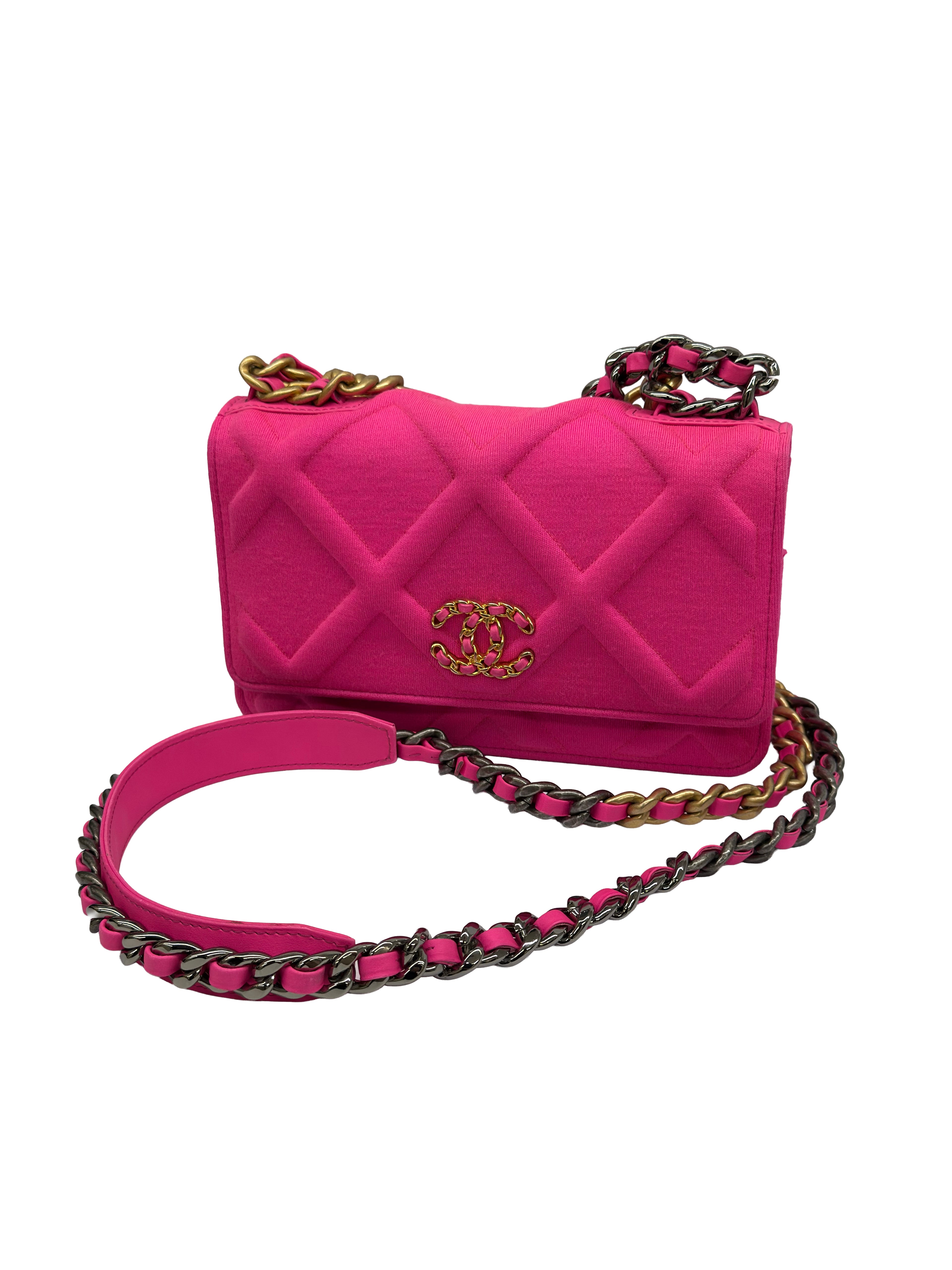Chanel Wallet on Chain Jersey Pink