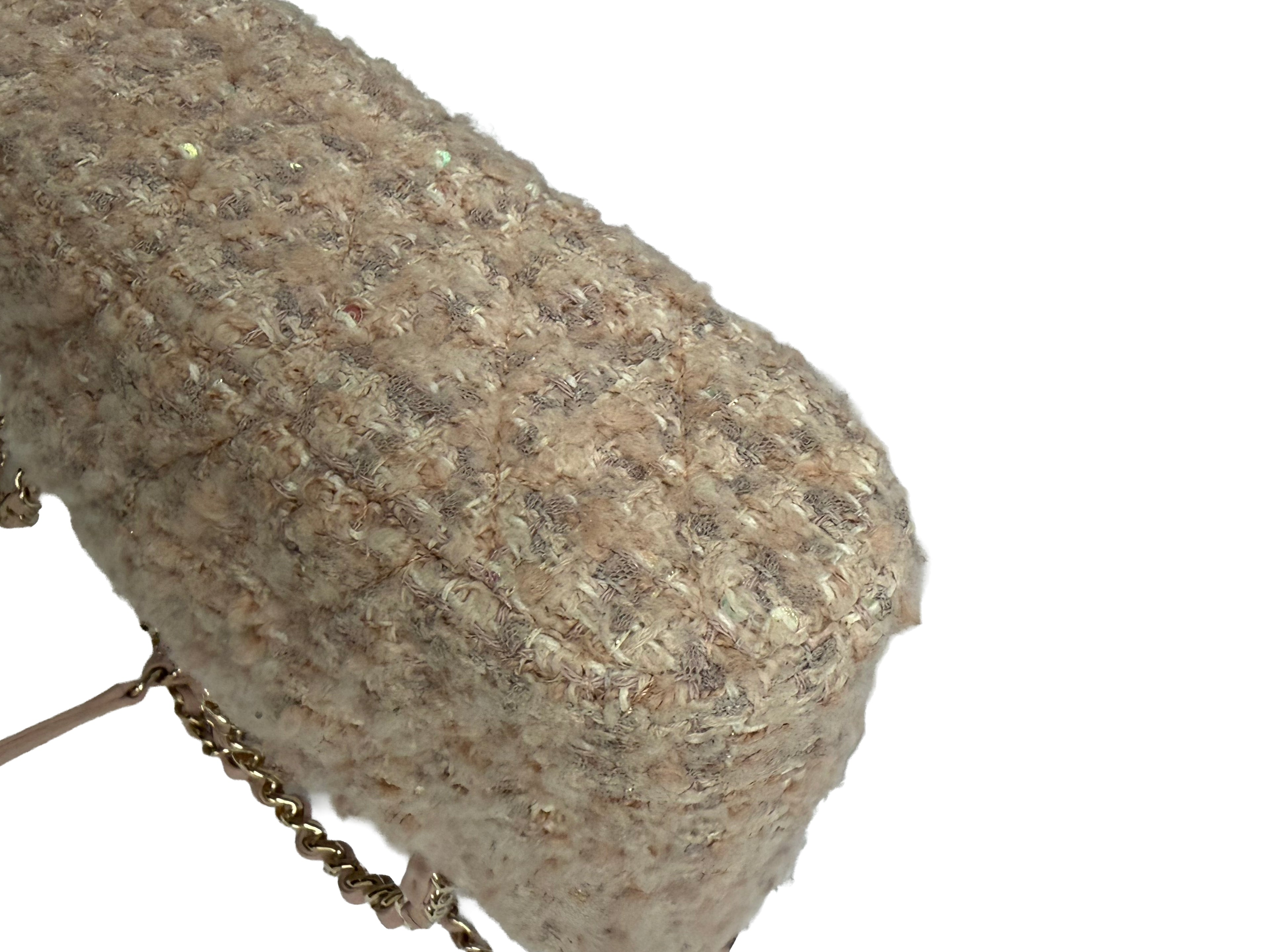 Chanel Cotton Wool Tweed Sequin Quilted Shiny Coco Clutch