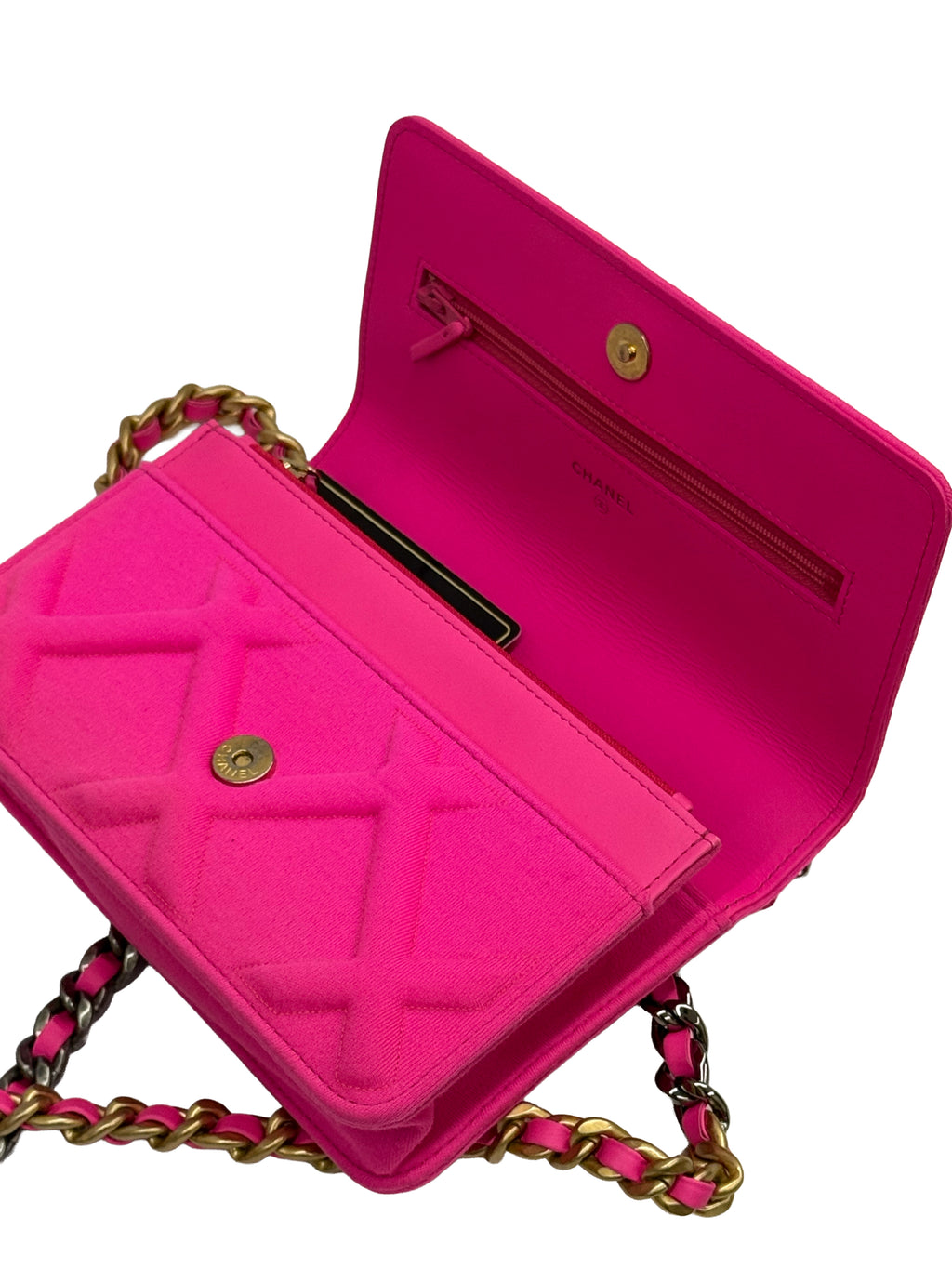 Chanel Wallet on Chain Jersey Pink