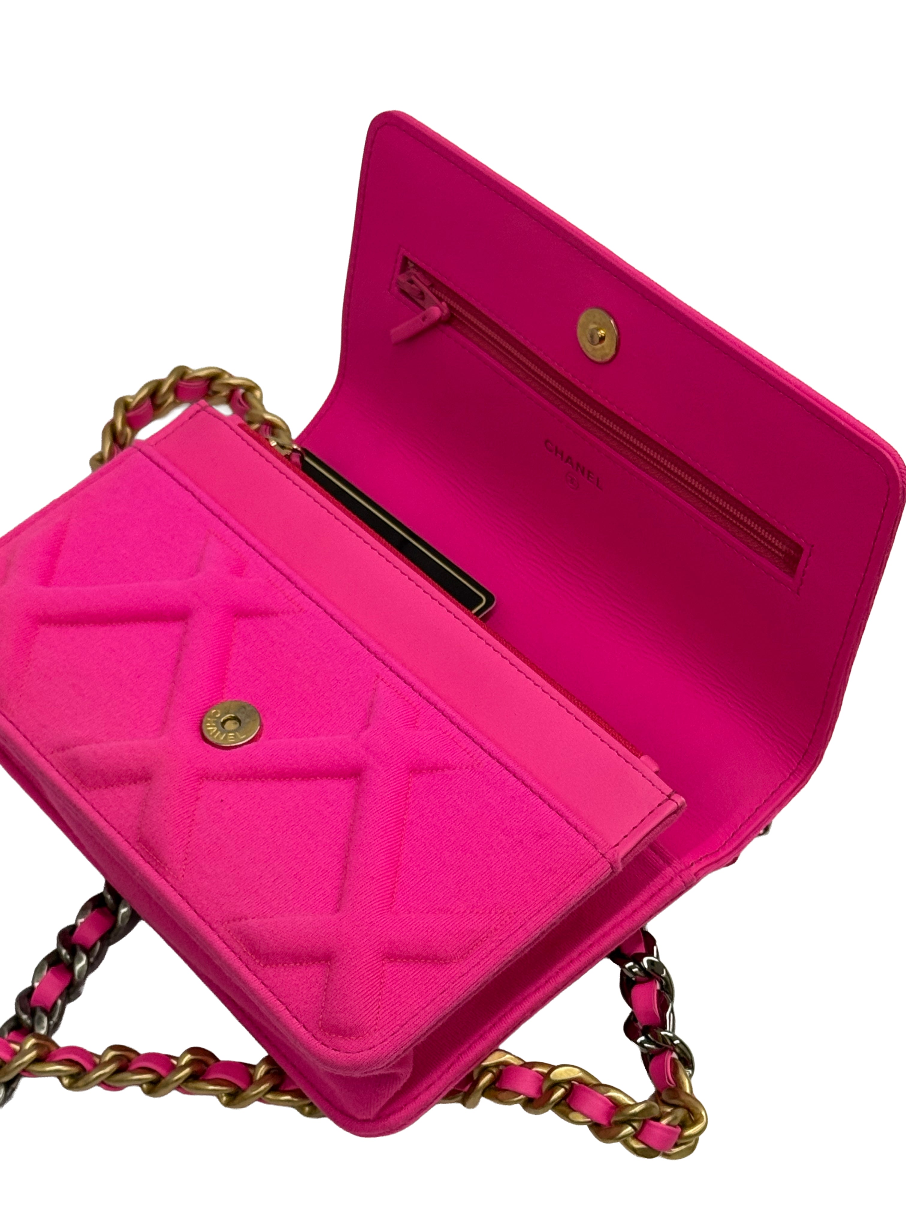 Chanel Wallet on Chain Jersey Pink