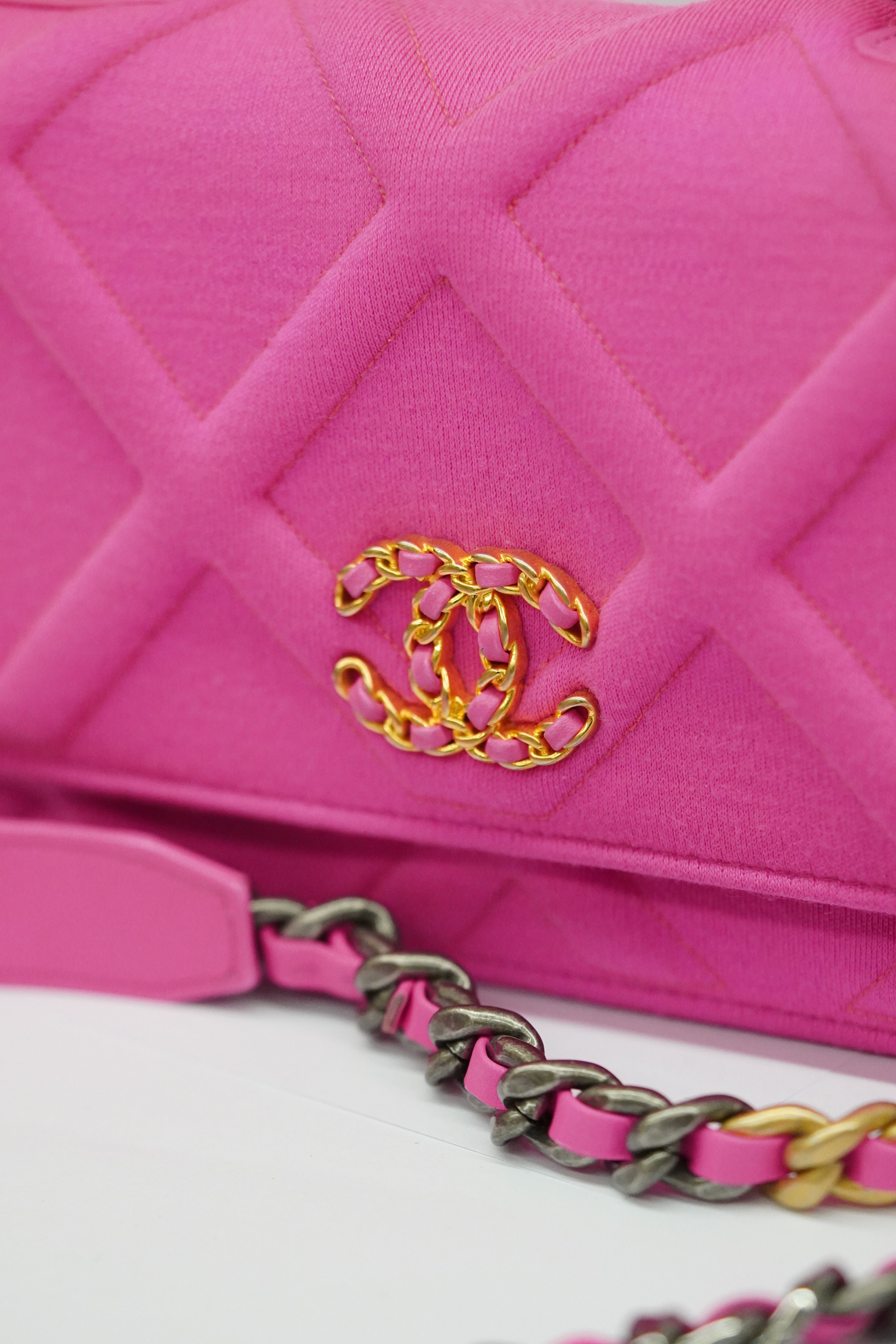 Chanel Wallet on Chain Jersey Pink